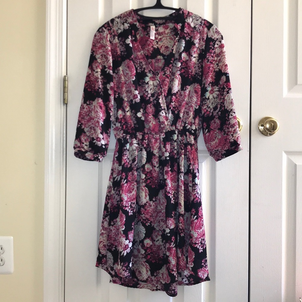 xhilaration flower wrap dress